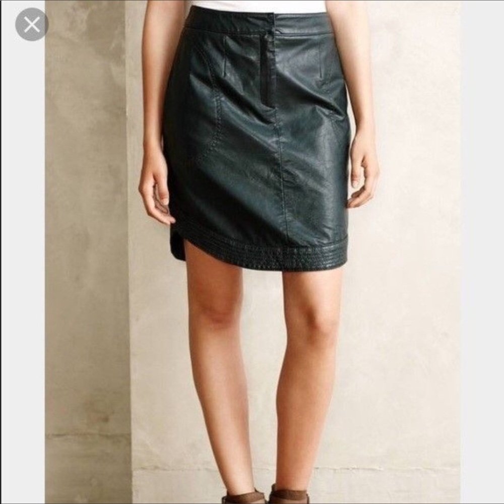 Maeve Green Vegan Leather Skirt